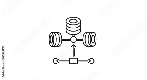 Database connection and network diagram illustration.