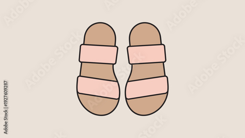 A pair of pink sandals on a neutral background, perfect for summer footwear illustration