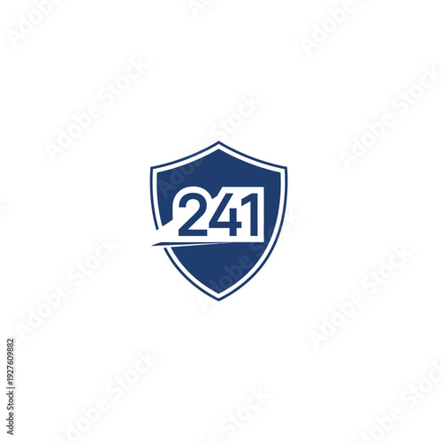 Blue shield emblem with number 241, modern security logo