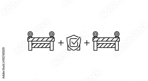 Construction Barriers and Security Shield Iconography.
