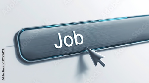Job Search Concept – Close-Up 3D Render of “Job” in Search Bar