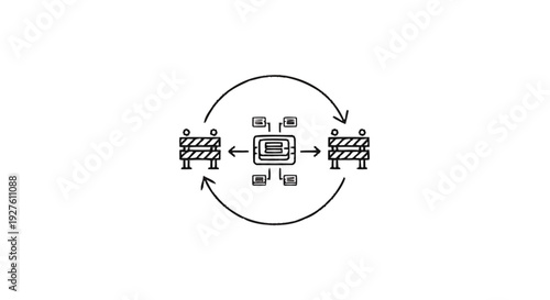 Conceptual Illustration of Network Security and Data Flow Management.