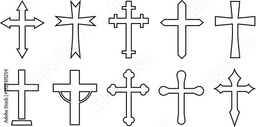 A collection of various cross symbols and designs