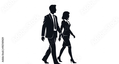 Business People Walking Together Silhouette.
