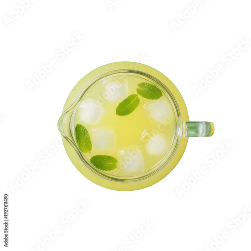 Refreshing Lemonade Pitcher with Ice and Fresh Mint