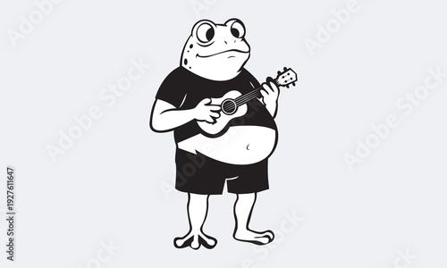 Funny frog playing guitar vector