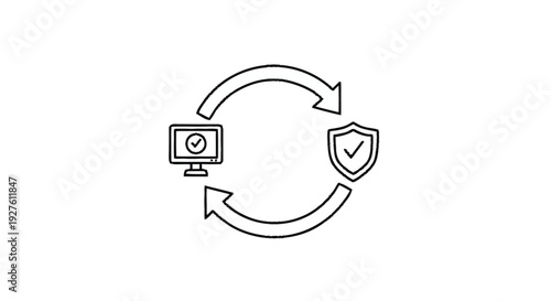 Computer Security and Data Protection Cycle Icon.