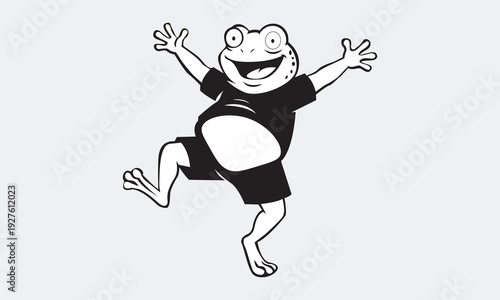 Funny frog dancing with both hands up illustration vector file  