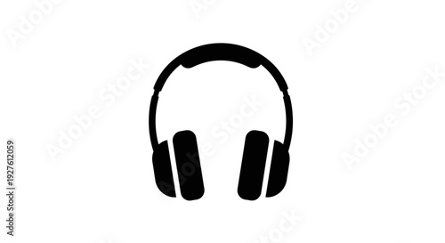 Black Headphones Simple Design Illustration.
