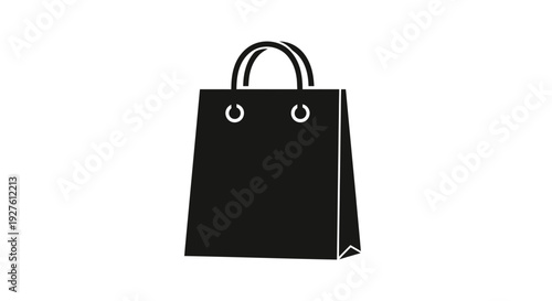 Black Shopping Bag with Handles and Rings.