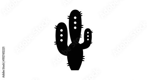 Black Silhouette of a Cactus Plant.