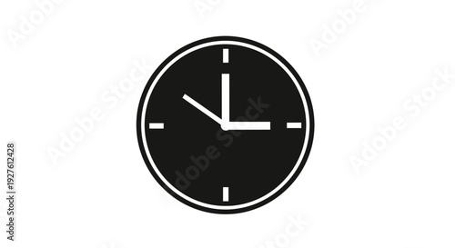 Simple Black and White Clock Face.