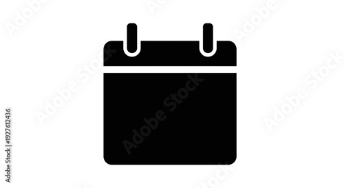 Simple Black Calendar Icon on White.