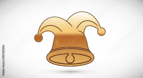Golden jester's hat icon with curved tips and ball symbolic of comedy and jester character