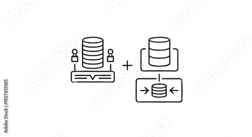 Database management and data synchronization concept illustration.
