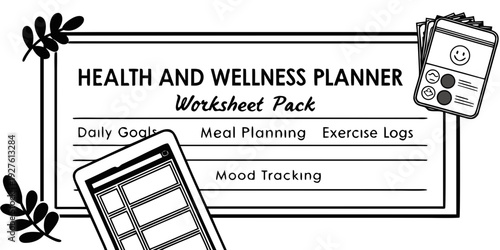 Health and wellness planner with weekly meal planning and exercise tracking features Vector