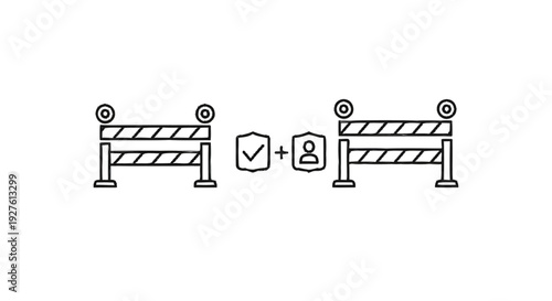 Construction Barriers with Security and Privacy Icons.