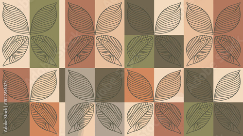 A colorful and vibrant pattern of leaves on a square background