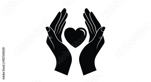 Hands cradling a heart a symbol of care protection and love