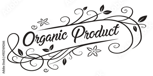 Elegant organic product logo with intricate vine and leaf design Vector