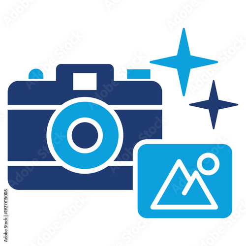 photography flat blue icon