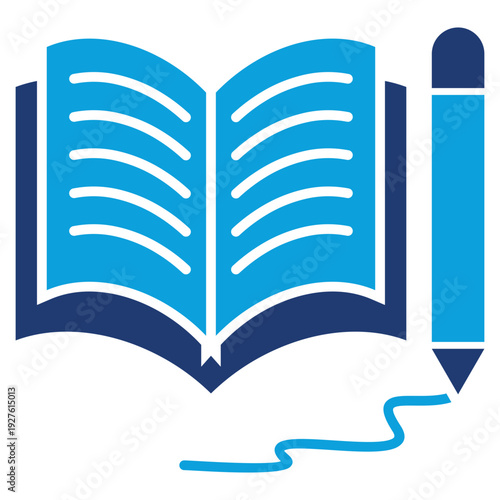 writing flat blue icon
