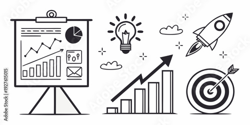 Business growth and success through strategic planning and innovation Vector