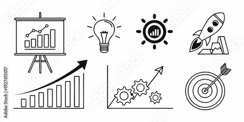 Illustrations of business growth, innovation, and achievement concepts Vector