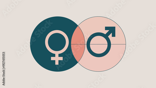 A graphic representation of gender equality and diversity with male and female symbols