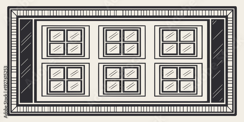 A grid of nine rectangular sections within a dark grey border on a white background Vector