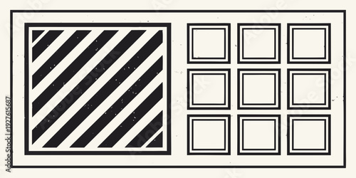 A collection of nine white squares arranged in a three by three grid Vector