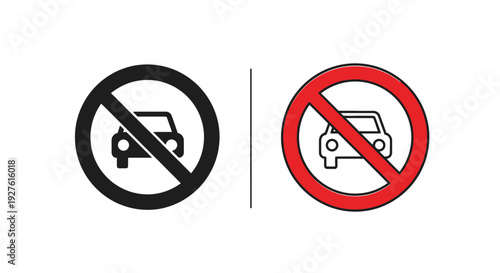 No vehicles allowed black and red prohibition signs displayed side by side
