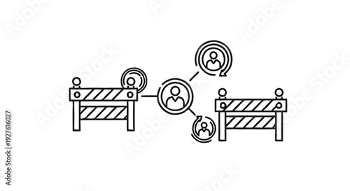 Conceptual illustration of network barriers and connections.