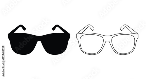 Two pairs of eyeglasses one black one white outline