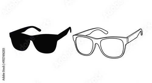 Two pairs of glasses one black one clear frame side by side