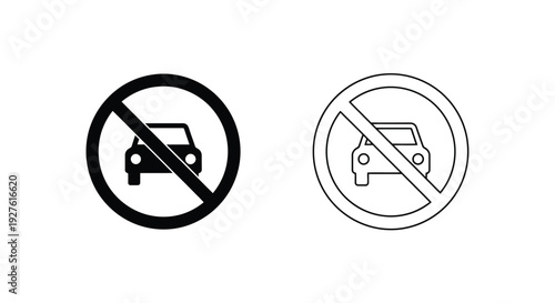 No vehicles allowed Two variations of a prohibition sign are shown