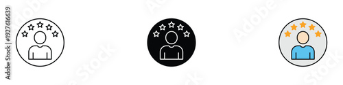 Customer rating icon set. User feedback symbol for service quality, ranking, and testimonial design. Vector Illustration.
