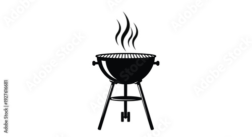 Black silhouette of a barbecue grill with rising smoke plumes