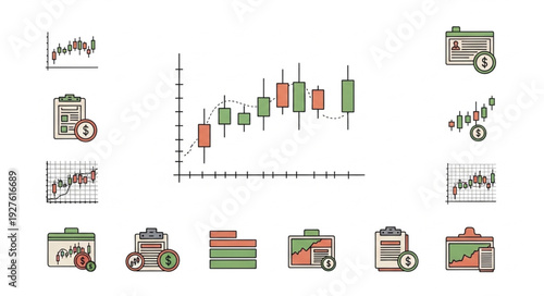 Candlestick chart analysis of financial market trading data.