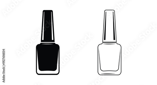 Two nail polish bottles one black and one white depicted in a simple style