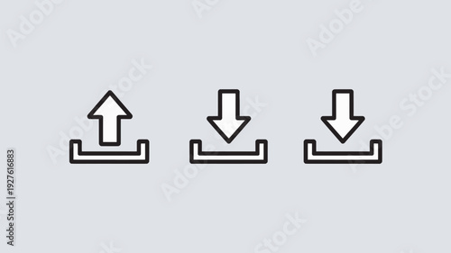 A simple graphic illustration of three arrow icons on a plain background