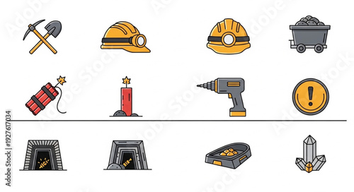 Mining tools and equipment, a collection of essential items for underground work.
