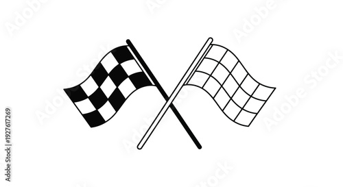 Two racing flags a checkered and a white flag crossed together