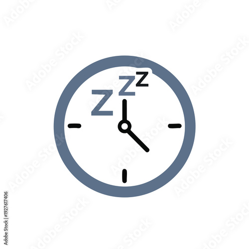 Modern Simple Clock Illustration with Sleep Icon for Time Management and Rest