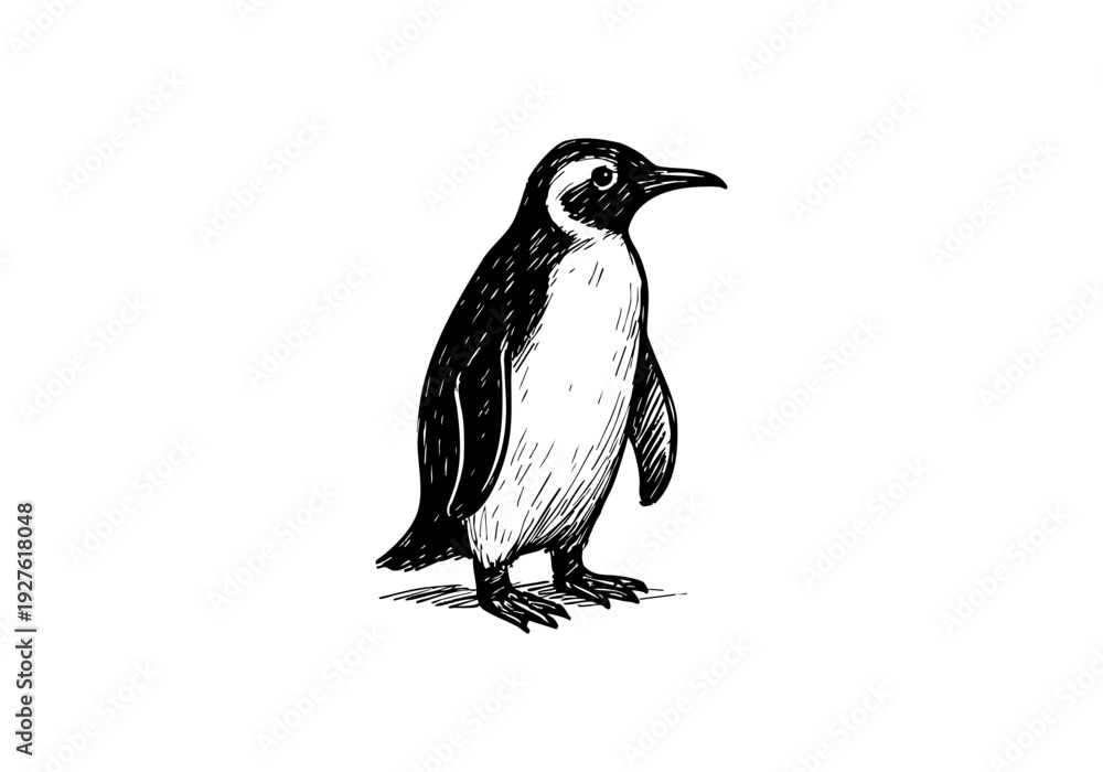 Obraz premium Penguin hand drawn simple ske...Penguin hand drawn simple sketch vector illustration