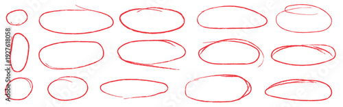  hand drawn  Vector elements   crayon ovals and circles .marker circle line set .  Grunge scratch   Brush round frame . Vector illustration