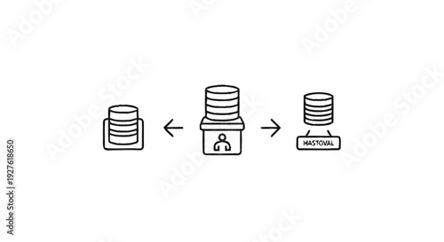 Database migration and data transfer process illustration.