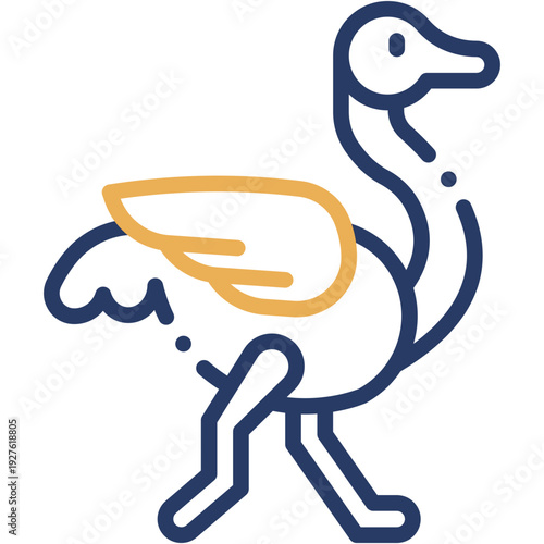 Ostrich in Wildlife, Animal Kingdom Vector Icon