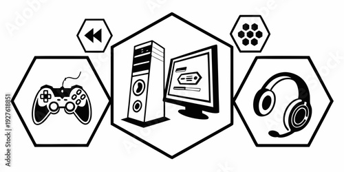 A visual representation of computer hardware and software components Vector