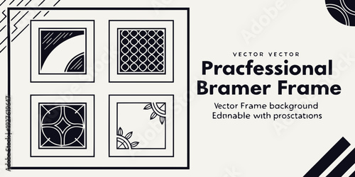 Professional framer frame displaying various art pieces including abstract art Vector